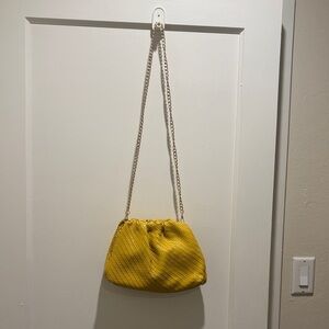 Mustard Yellow Chain Strap Women's Bag versatile shoulder or clutch bag.